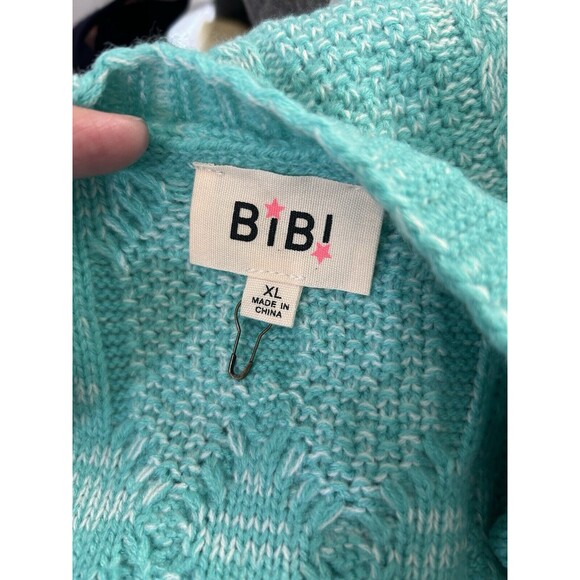 Bibi Front 3 Button Cardigan Chunky Knit Sweater Women's Size XL Boho Chic Y2K - Picture 2 of 5